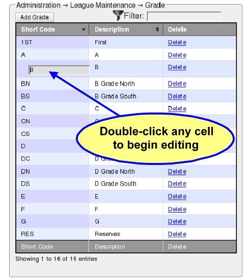 In-cell editing - Grade table