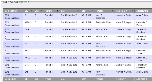 Appointments - Unsorted