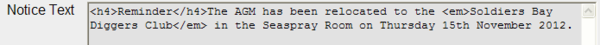 Entering HTML along with the message text