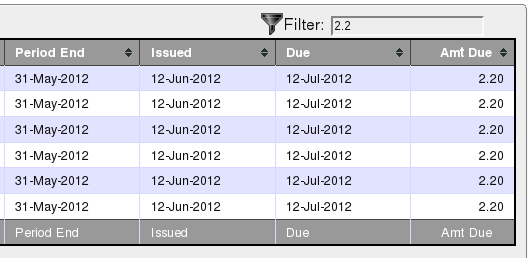 Table FIlter Example